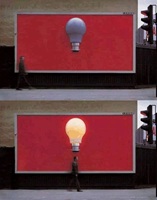 Advertisement Bulb light up man passed by